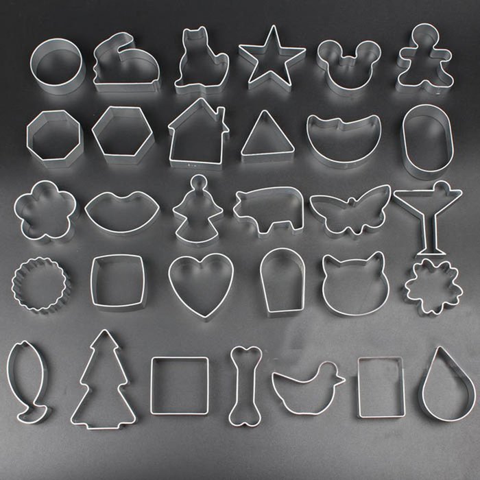 Wocuz Baking Cookie Cutter Aluminum Mickey Moon Pig Duck Mixed Shape Cutter Cut Outs Mold For Party Set 31 Shapes