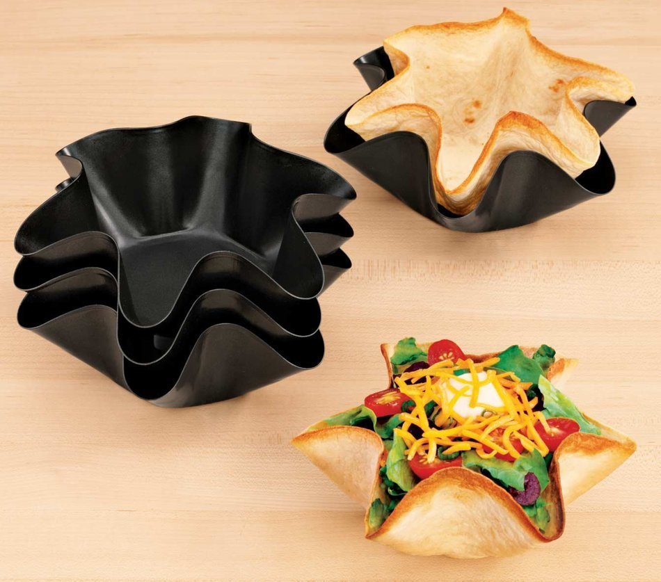 Miles Kimball Nonstick Taco Fluted Dishes - Set Of 4 - 2 1/2"H x 6 1/4"dia N2