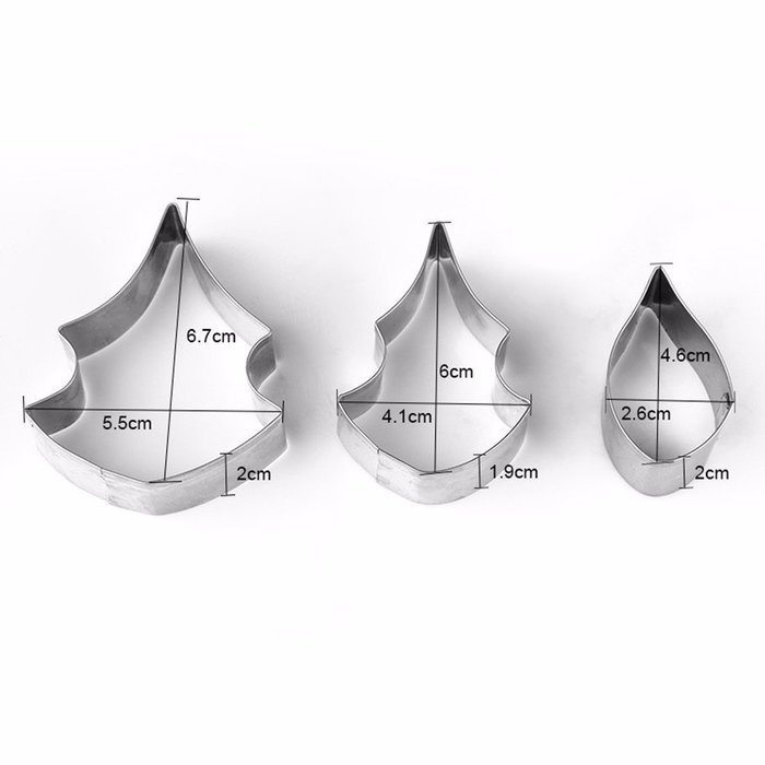 Dynaics 3pcs Stainless Steel Cake Molds Fondant Poinsettia Cutter Bake Biscuit Cake Maker Poinsettia Shape Moluds N3