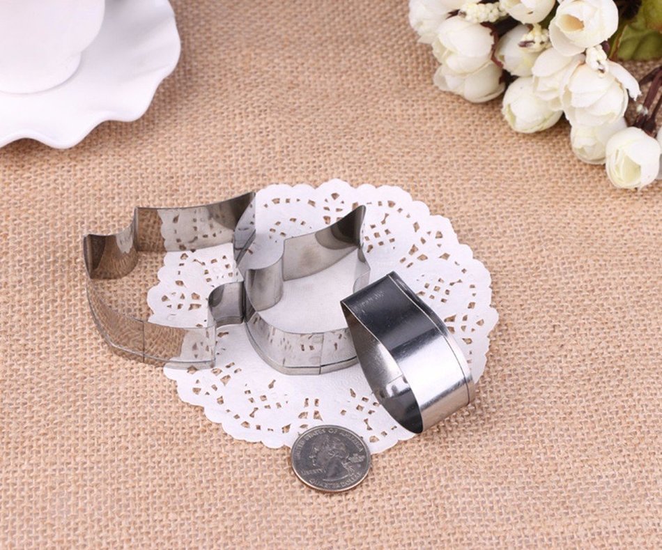 Dynaics 3pcs Stainless Steel Cake Molds Fondant Poinsettia Cutter Bake Biscuit Cake Maker Poinsettia Shape Moluds N6