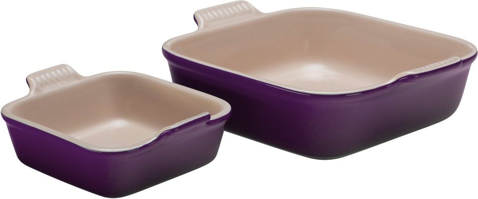 Le Creuset Heritage Cassis Stoneware Square Baker, Set of 2