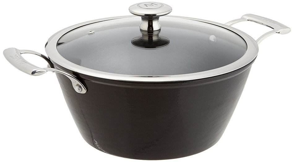 Mario Batali by Dansk Light Enameled Cast Iron Round Casserole, 4-Quart, Black N2