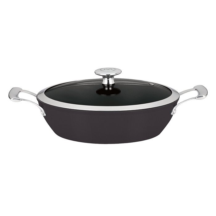 Mario Batali by Dansk Light Enameled Cast Iron Round Casserole, 4-Quart, Black N5