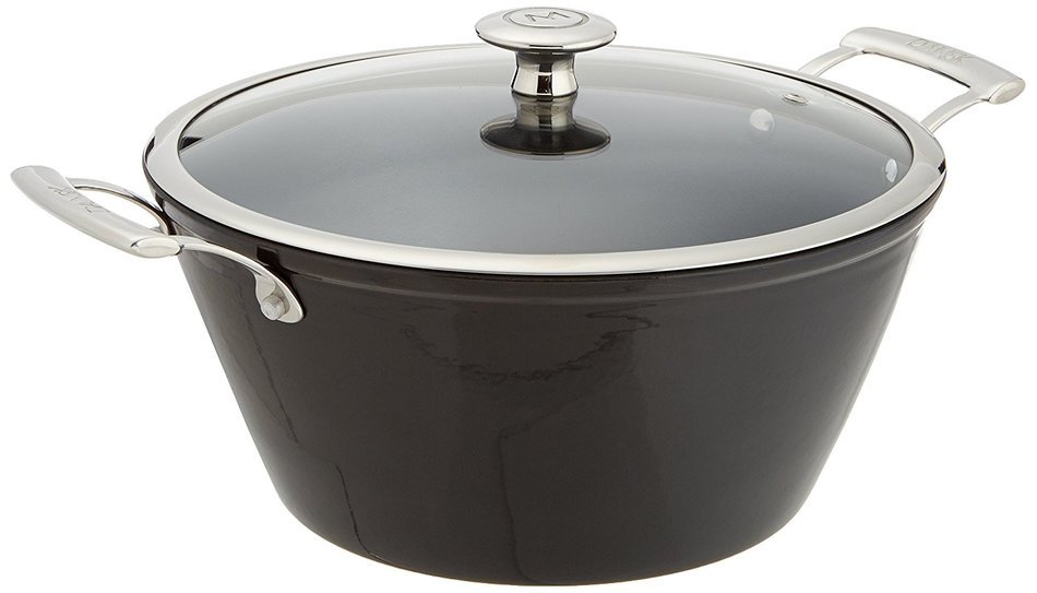 Mario Batali by Dansk Light Enameled Cast Iron Round Casserole, 4-Quart, Black N10