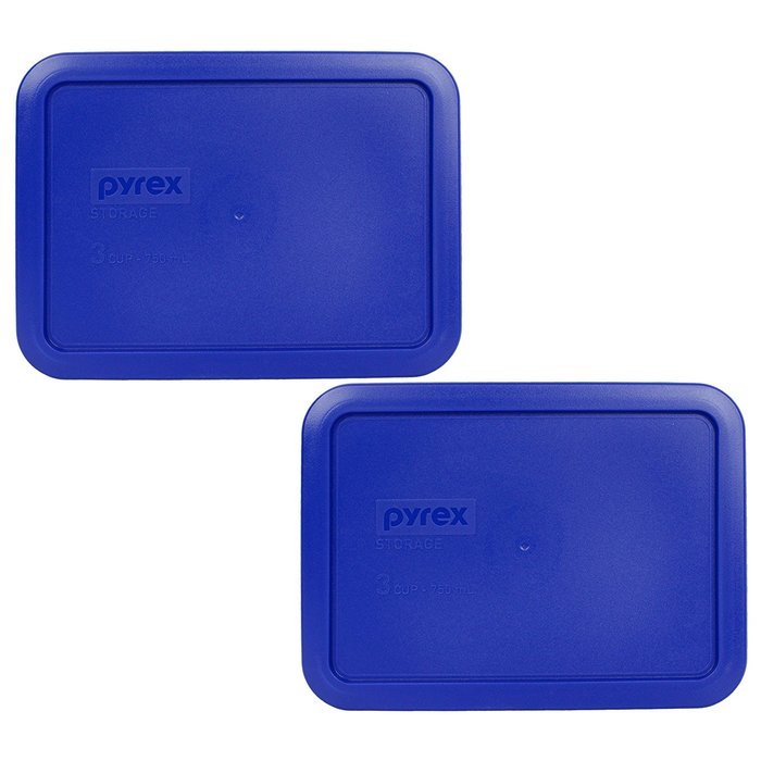 Pyrex 7210-PC Rectangle 3 Cup Storage Lid for Glass Dish (4, Cobalt Blue) N4