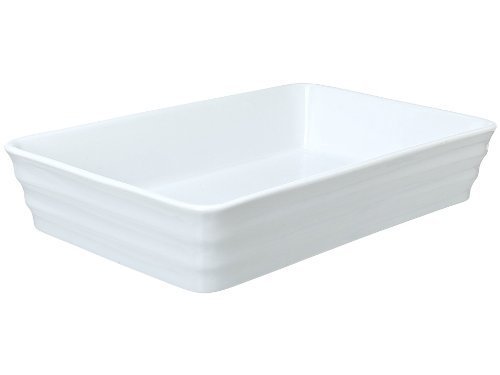 BIA Cordon Bleu 905387 3.75-Quart White Porcelain Ribbed Baking Dish, 14-Inch