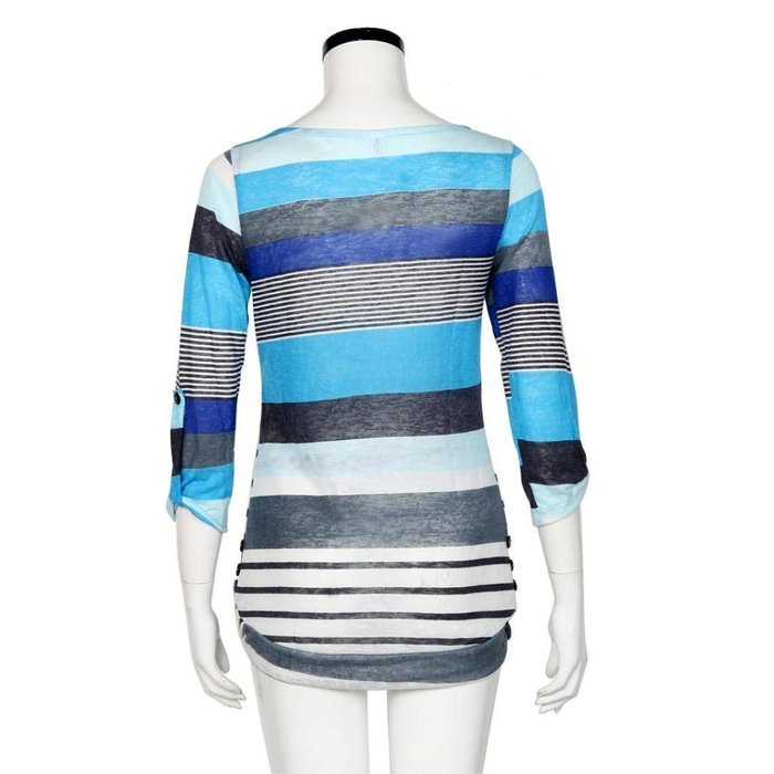 AIMTOPPY Fashion Women Stripe Loose Blouse Ladies Casual Tops T-Shirt (S, Red) N8