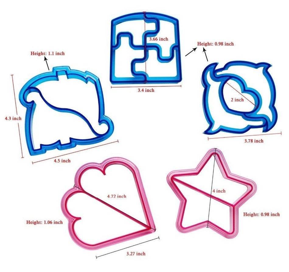 JUMUU Sandwich Cutter- Fun Cake, Cookie & Sandwich Cutter Shapes for Kids in Different Shapes (Set of 6) N2