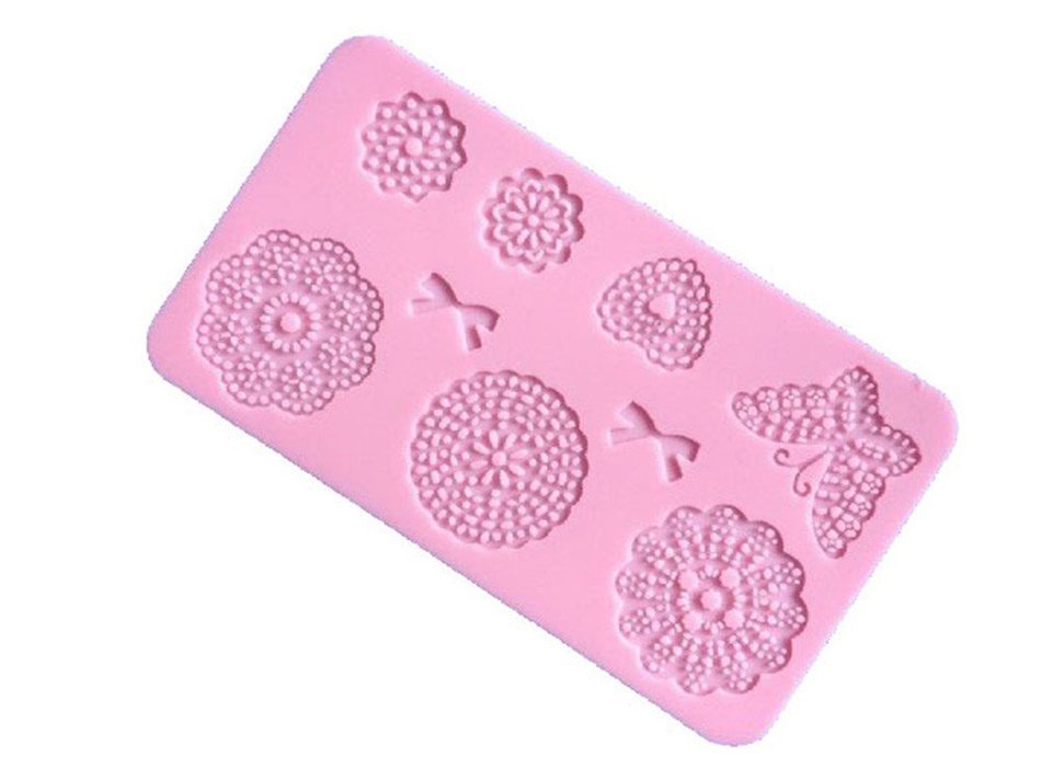 Longzand Molds Bow Flower Butterfly Lace Mold Mat with Fondant Mold, Silicone Sugar Craft Molds and Do it Yourself...