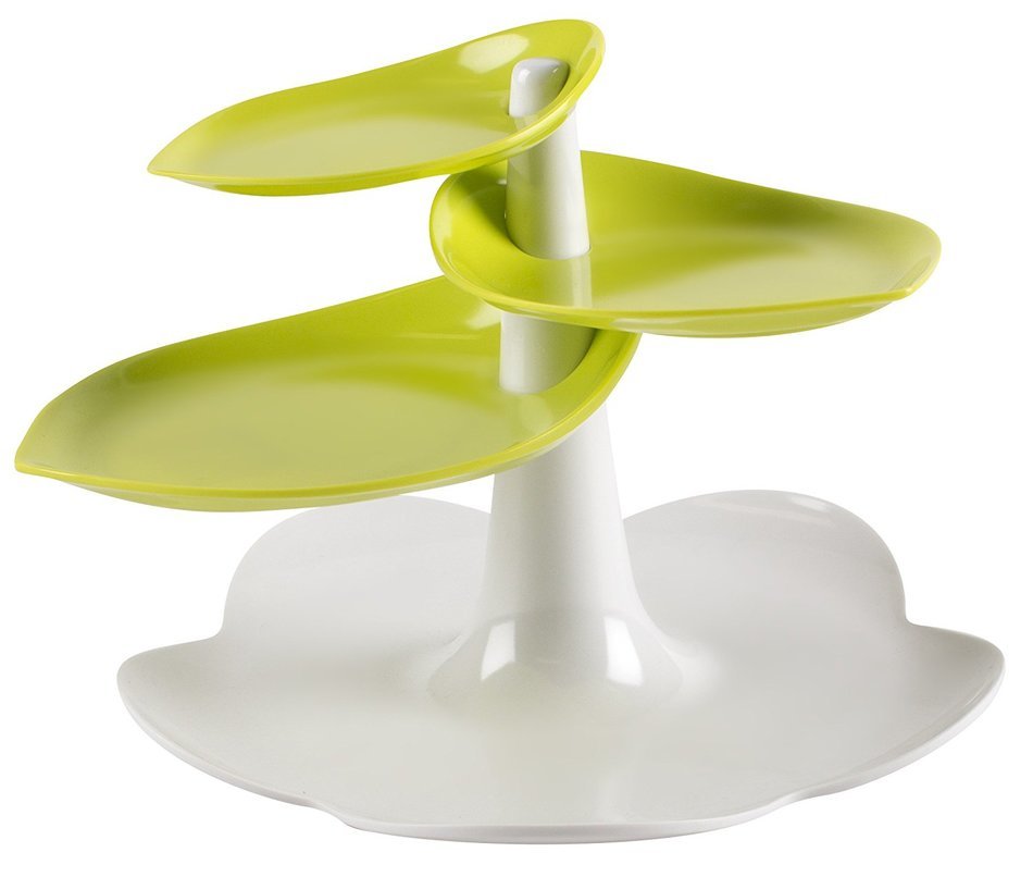 Zak Designs 3-Tier Leaf Dessert Stand, Large, Black and White N6