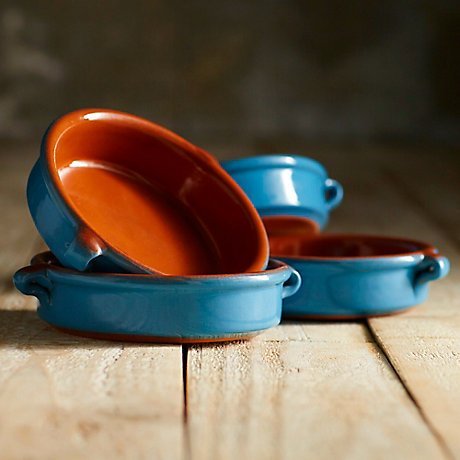 Mediterranean Blue Terra Cotta Cazuelas - 4.5 Inches (4 Dishes)
