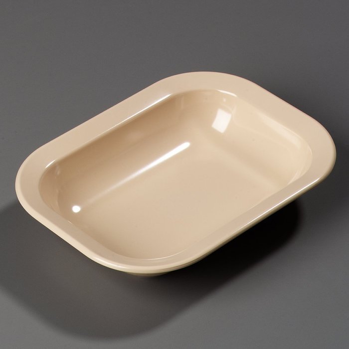 Carlisle 4374525 Melamine Baker/Server, 32.1 fl. oz. Capacity, 10-3/64" L x 7.51" W x 2" H, Tan (Case of 12) N4