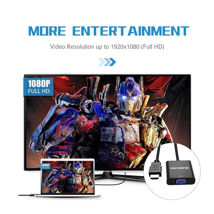 VicTsing 1080P HDMI Male to VGA Female Video Converter Adapter Cable For PC Laptop HDTV Projectors and other HDMI... N8