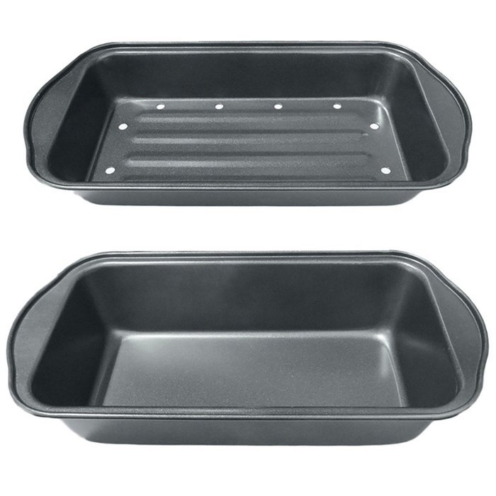 Evelots 2 Piece Non Stick Meatloaf Pan Drains Fat As It Cooks - Cooking & Baking N2