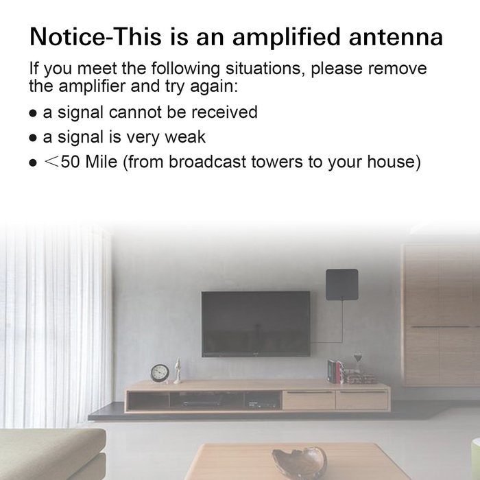 1PLUS TV Antenna 50 Miles Range Amplified Digtial TV Antenna with Detachable Amplifier, HDTV Indoor Antenna for... N3