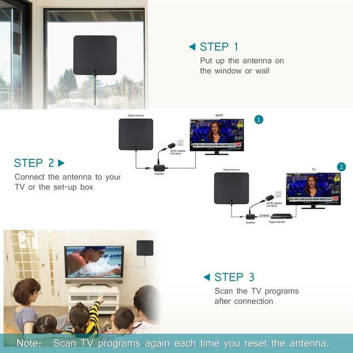 1PLUS TV Antenna 50 Miles Range Amplified Digtial TV Antenna with Detachable Amplifier, HDTV Indoor Antenna for... N4