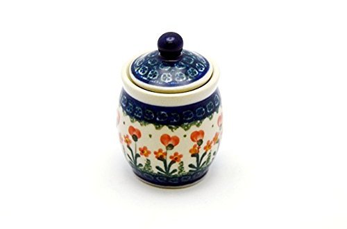 Polish Pottery Miniature Jar - Peach Spring Daisy free image download