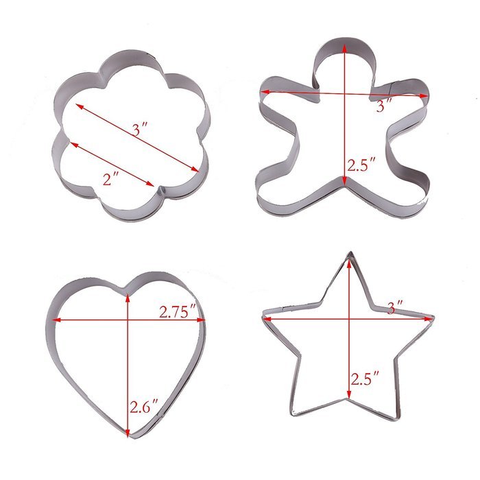 Asunflower 3Pcs Stainless Cookie Biscuit Fruit Cutter Gingerbread Boy Man Shape Mold DIY Baking Tools N71