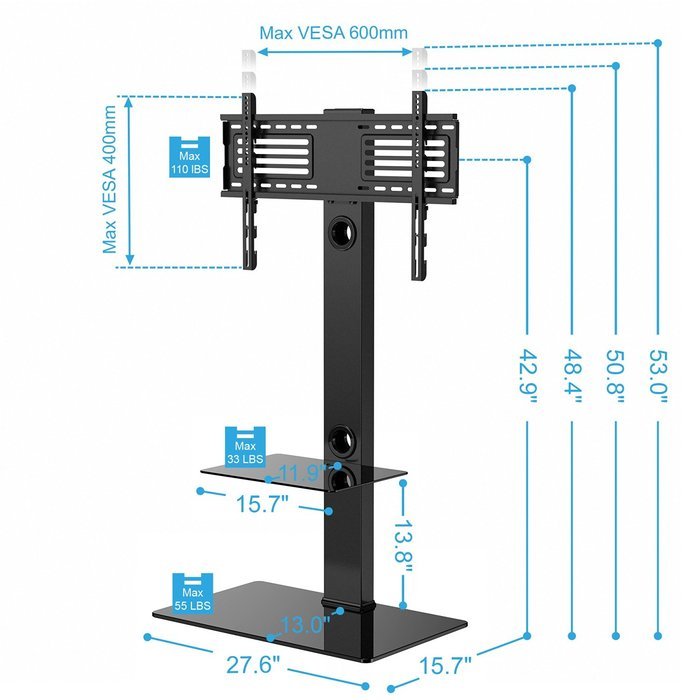 Fitueyes TT207001MB Swivel TV Stand and Mount for 32-65 Inch N2