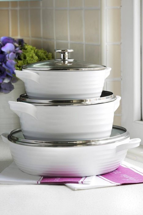 Portmeirion Sophie Conran Cast Aluminum Ceramic Coated Cookware Black Shallow Casserole with Glass Lid, 12.0 Inch N4
