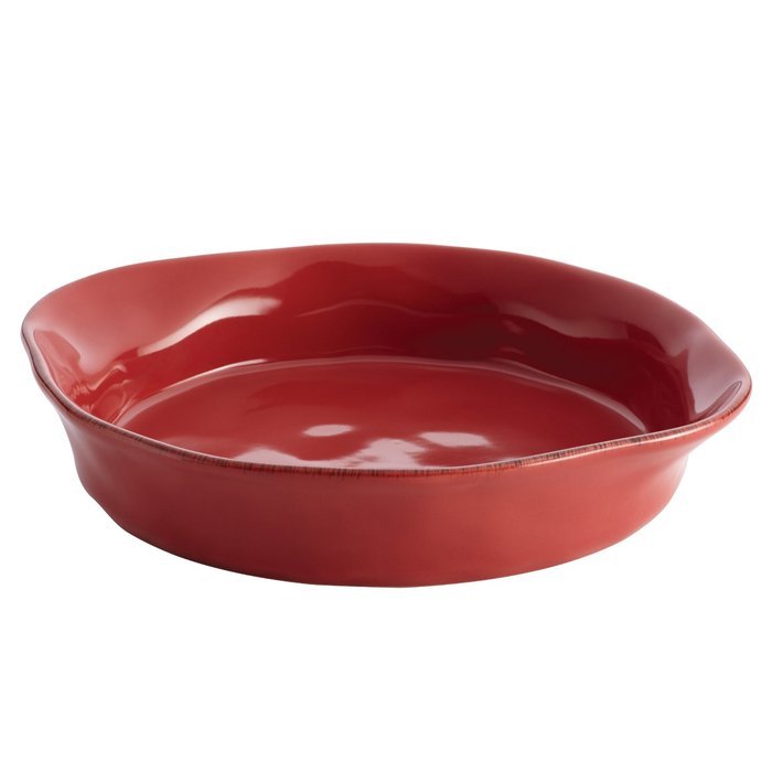 Rachael Ray Cucina Stoneware 1-1/2-Quart Round Baker, Cranberry Red