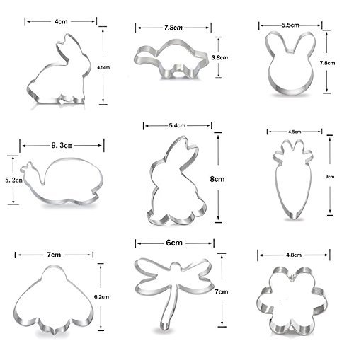 Astra shop 9-Piece Stainless Steel Cartoons Cookie Cutters Biscuits Mould Set Includes Bunny Rabbit Carrot Turtle... N2