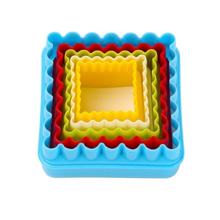 Fantasy Life Cooke Cutter Set Square CookieCutter Sets Multi-size Cookie Cutters Biscuit Cutter Set -5pcs N2