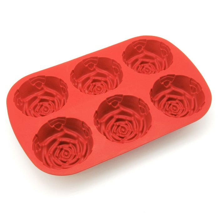 Smaier Silicone Rose Shape Cake Molds Candy Mold & Ice Cube DIY Baking Trays Chocolate Jelly Pan (Orange (Rose... N5