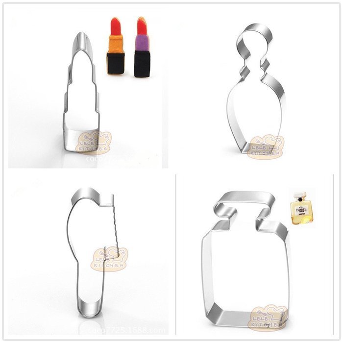4 Pcs Packed Makeup Perfume Stainless Steel Cookie Dessert Cake Cutter Mould