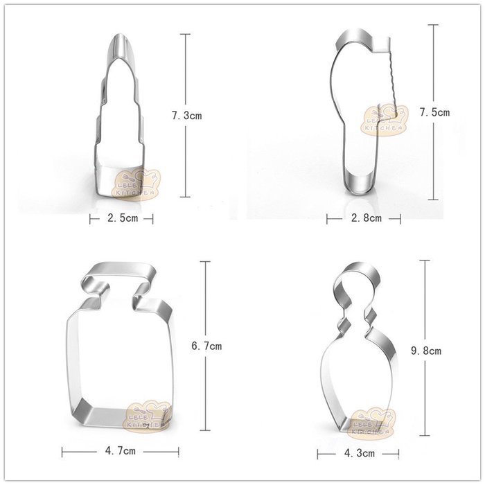 4 Pcs Packed Makeup Perfume Stainless Steel Cookie Dessert Cake Cutter Mould N2