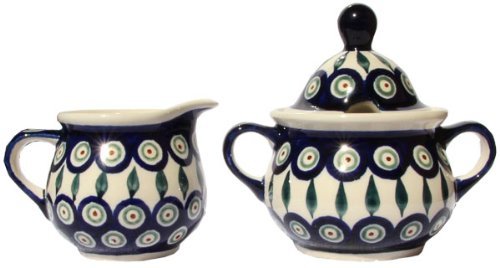 Polish Pottery Sugar Bowl and Creamer N2