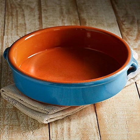 Mediterranean Blue Terra Cotta Cazuela - 9.5 Inches by La Tienda