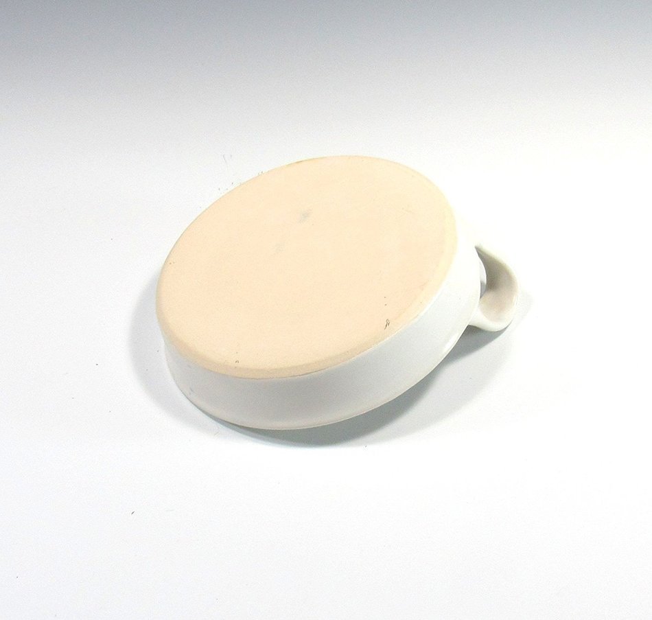 Brie Cheese Baker in White Glaze with wooden knife and recipe N6