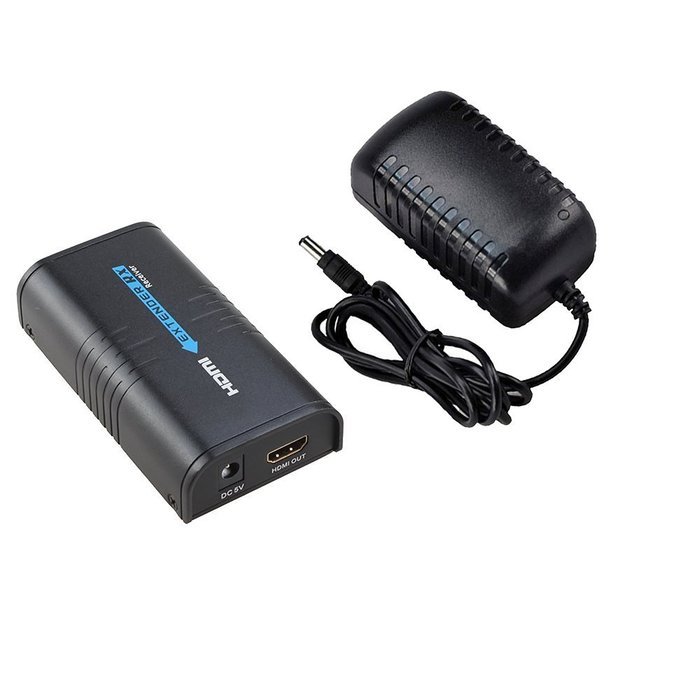 AGPtek LKV372A 60m/190ft 1080P HD HDMI Network Extender Over Single Cat6/6a/7 Ethernet Cable with IR Remote Control N15