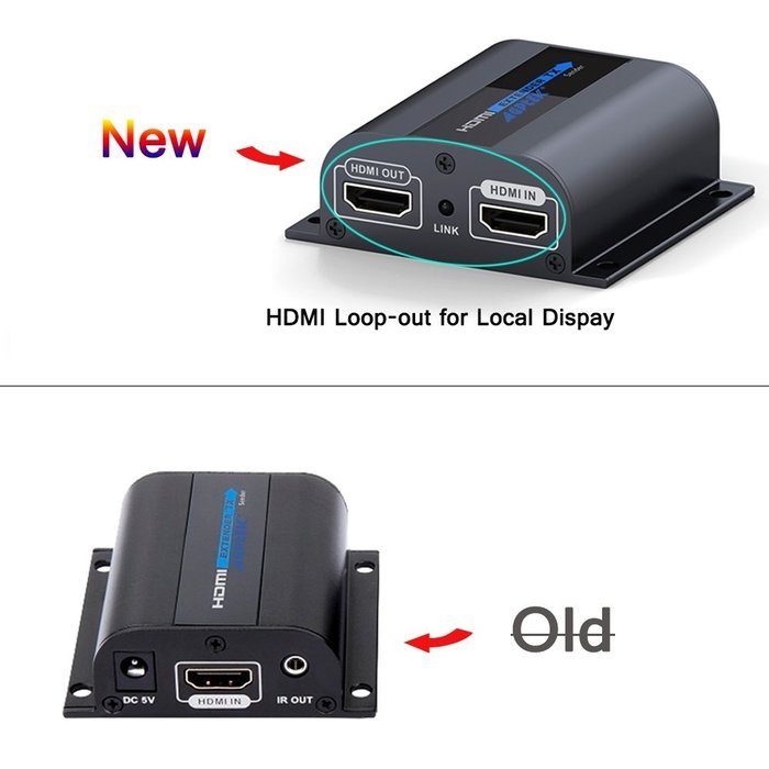 AGPtek LKV372A 60m/190ft 1080P HD HDMI Network Extender Over Single Cat6/6a/7 Ethernet Cable with IR Remote Control N22