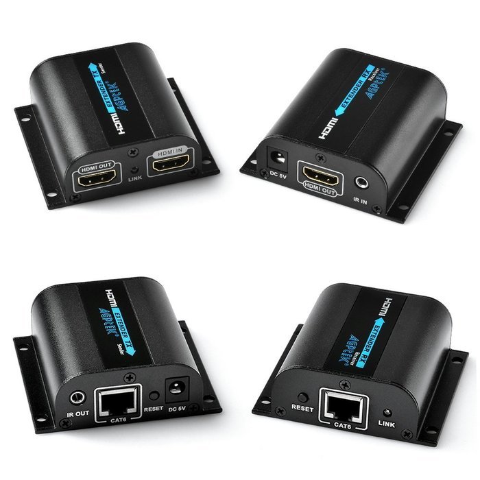 AGPtek LKV372A 60m/190ft 1080P HD HDMI Network Extender Over Single Cat6/6a/7 Ethernet Cable with IR Remote Control N23