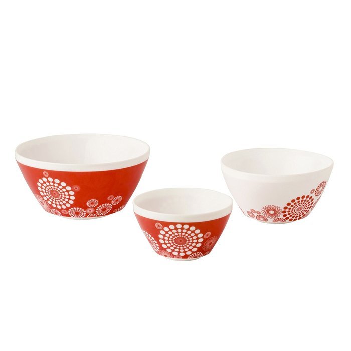 Pyrex 1125474 Vintage Charm Rise N Shine 3 Piece Mixing Bowl Set, Multicolor N5