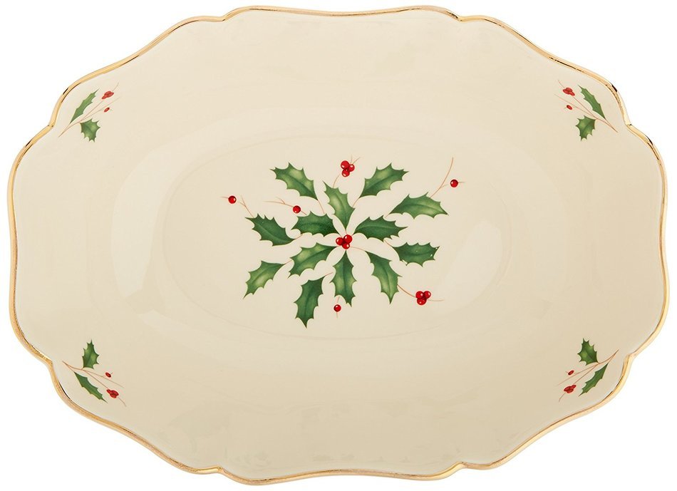 Lenox Holiday Gravy Boat with Stand,Ivory N93