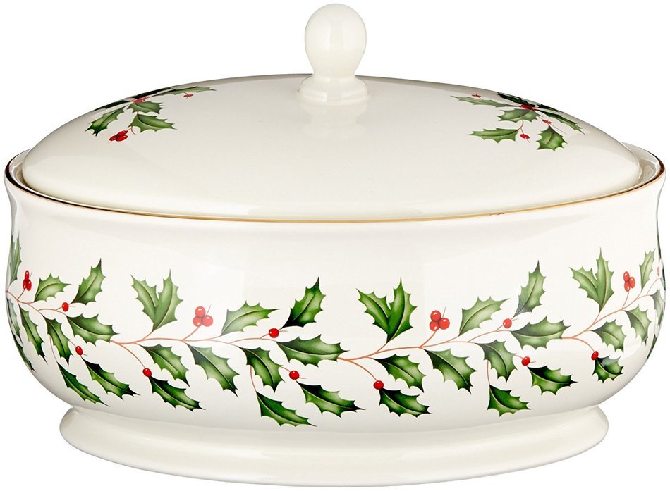 Lenox Holiday Gravy Boat with Stand,Ivory N162