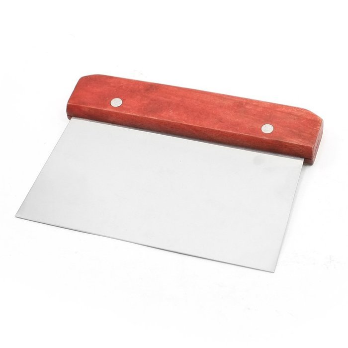 Wood Grip Stainless Steel Plain Edge Cake Dough Bread Scraper Cutter
