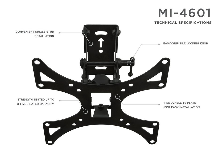 Mount-It! MI-601 Full-Motion Tilting, Swiveling, Articulating LCD TV Wall Mount Bracket with Extendable Swing... N3