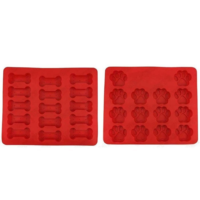 XY,15 Hole Mini Dog Bone 14 Hole Mini Dog FootprintsSilicone,Two sets together,Cookies Dessert Mold Tray Collapsible... N2