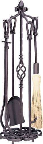 Uniflame, F-1686, 5 Pc Antique Rust, Heavy Weight Fireset With Horseshoe Handle