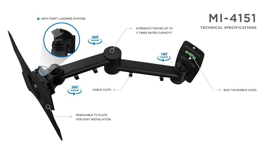 Mount-It! LCD TV Wall Mount Bracket with Full Motion Swing Out Tilt and Swivel Articulating Arm for 13-42" Flat... N4