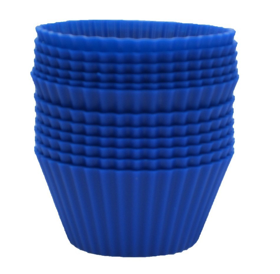 EcoCups Silicone Baking cups / Set of 12 Cupcake Liners (Bright Pink) N4