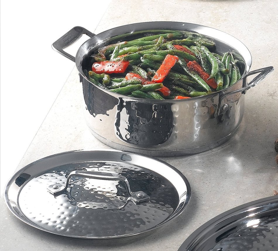 Bon Chef 60000HF Stainless Steel Induction Bottom Cucina Casserole with Lid, Hammered Finish, 3 quart Capacity... N2