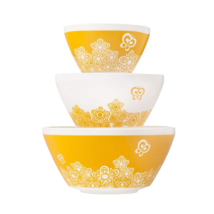 Pyrex Vintage Charm Golden Days 3 Piece Mixing Bowl Set, inspired by Pyrex
