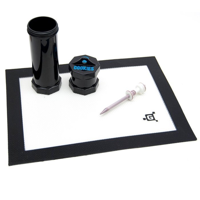 Cookies Extendo Jar With Silicone Top + Genetik Supply Mat + Glass Wand (Green Wand) N2