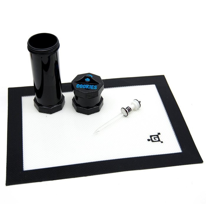 Cookies Extendo Jar With Silicone Top + Genetik Supply Mat + Glass Wand (Green Wand) N4