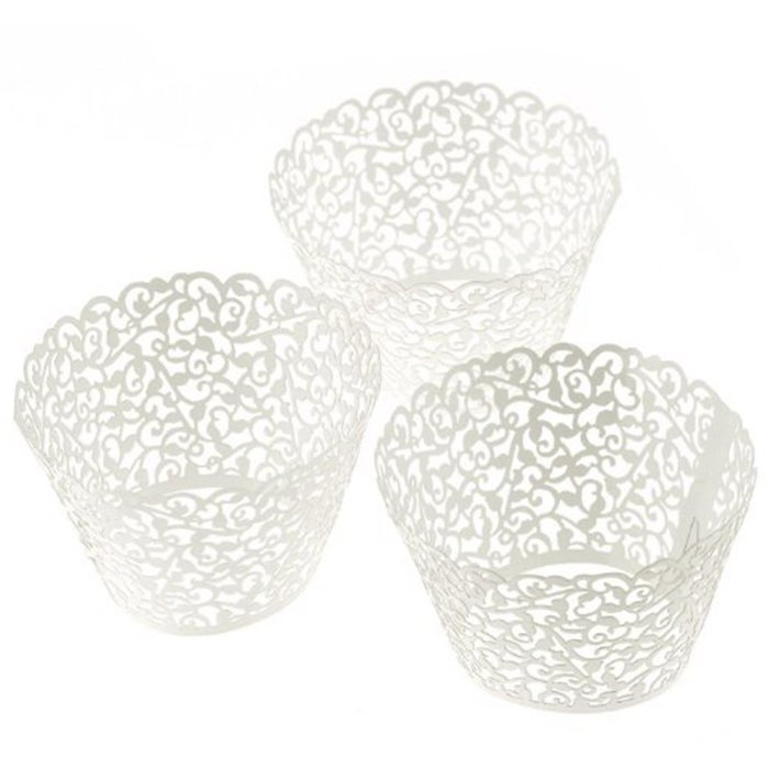 Elensan 100pcs Filigree Little Vine Lace Laser Cut Cupcake Wrapper ...